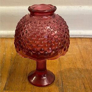 Fenton Hobnail Cranberry Glass Fairy Lamp- Vintage
